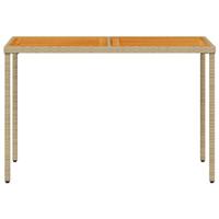 Tuintafel met acaciahouten blad 115x54x74 cm poly rattan beige - thumbnail