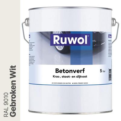 Ruwol Betonverf Gebroken Wit (RAL 9010) 5 liter