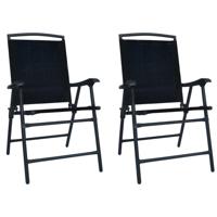 VidaXL Opklapbare stoelen, 2 stuks, textiel zwart - thumbnail