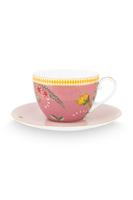 Pip Studio La Majorelle Cappuccino Kop & Schotel Roze - thumbnail