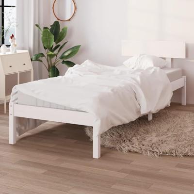 Bedframe massief grenenhout wit 90x190 cm