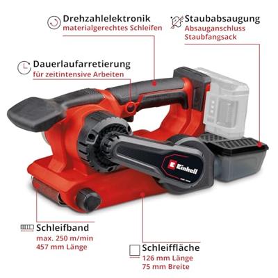 Einhell TP-BS 18/457 Li BL Solo - Accu Bandschuurmachine | 18V | 457 mm | Zonder accu en lader - 4466270 4466270 - thumbnail
