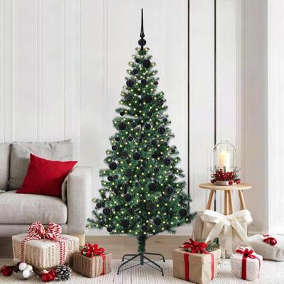 VidaXL Kunstmatig voorverlicht kerstboom groen 180 cm pvc en metaal