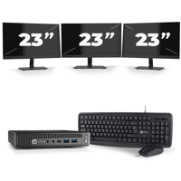 HP EliteDesk 800 G2 USFF - Intel Core i7-6e Generatie - 16GB RAM - 256GB SSD - Windows 11 + 3x 23 inch Monitor - thumbnail