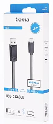 Hama USB-C-kabel USB-A-stekker - USB-C-stekker USB 2.0 480 Mbit/s 1,50 M