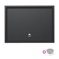 Douchebak Xenz Mariana | 120x90x4 cm | Incl.Afvoersifon-Chroom | Acryl | Rechthoekig | Antraciet mat - thumbnail