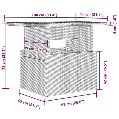 10-delige Loungeset met kussens poly rattan zwart - thumbnail
