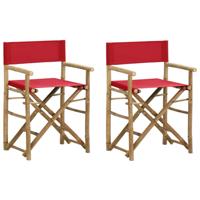 VidaXL Regisseursstoelen 2 st inklapbaar rood bamboe en stof - thumbnail