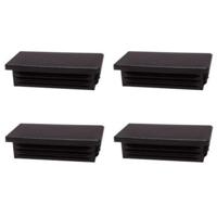 Inslagdop/meubeldop zwart rechthoek 10 bij 4 cm en hoogte 0,4 cm van kunststof - 4 stuks - thumbnail