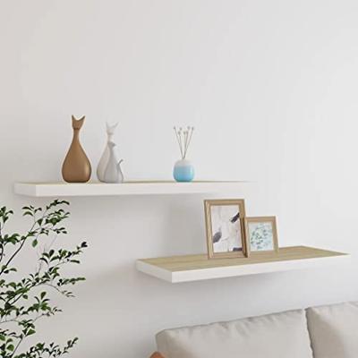 VidaXL Wandschappen zwevend 2 st 80x23,5x3,8 cm mdf eikenkleurig wit VidaXL Wandschappen zwevend 2 st 80x23,5x3,8 cm mdf eikenkleurig wit