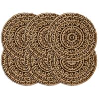 Placemats 6 st rond 38 cm jute donkerbruin - thumbnail