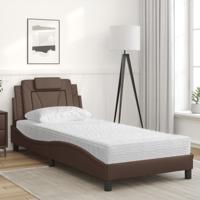 Bed met matras kunstleer bruin 90x200 cm - thumbnail