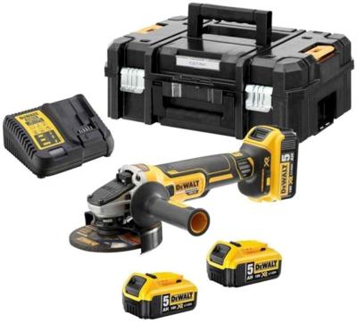 DeWALT DCG405P3 Accu haakse slijper 125mm 18V XR 5.0Ah (3x) in TSTAK DeWALT DCG405P3 Accu haakse slijper 125mm 18V XR 5.0Ah (3x) in TSTAK