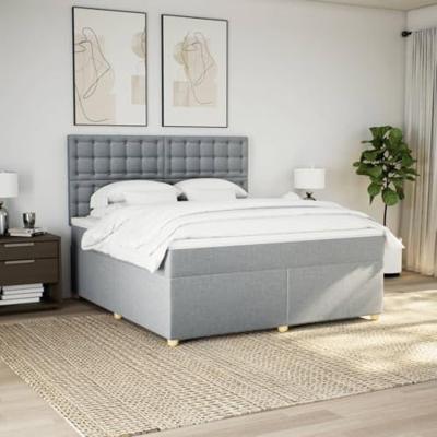 Boxspring met matras stof lichtgrijs 180x200 cm