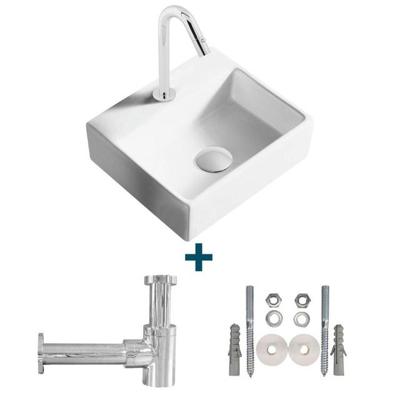 Nemo Spring Sun fonteinset 33.5x29.5cm zonder overloop inclusief koudwaterkraan en sifon porselein wit sw10735/sw21230/sw286386/sw290278/sw293011/