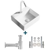 Nemo Spring Sun fonteinset 33.5x29.5cm zonder overloop inclusief koudwaterkraan en sifon porselein wit sw10735/sw21230/sw286386/sw290278/sw293011/ - thumbnail