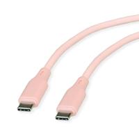 ROLINE USB 2.0 kabel, type C-C, ST/ST, siliconen, 60W, roze, 1 m - thumbnail