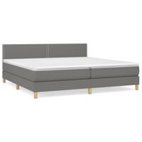 Boxspring met matras stof donkergrijs 200x200 cm - thumbnail