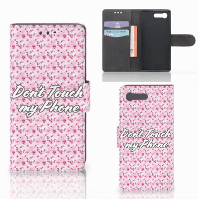 Sony Xperia X Compact Portemonnee Hoesje Flowers Pink DTMP Sony Xperia X Compact Portemonnee Hoesje Flowers Pink DTMP