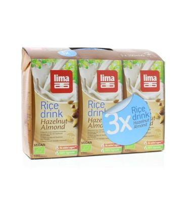 Lima Rice drink hazelnoot-amandel 200ml bio 3 Stuks Lima Rice drink hazelnoot-amandel 200ml bio 3 Stuks