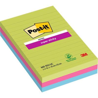 Post-it Super Sticky notes XXL, 90 vel, ft 102 x 152 mm, geassorteerde kleuren, pak van 3 blokken Post-it Super Sticky notes XXL, 90 vel, ft 102 x 152 mm, geassorteerde kleuren, pak van 3 blokken