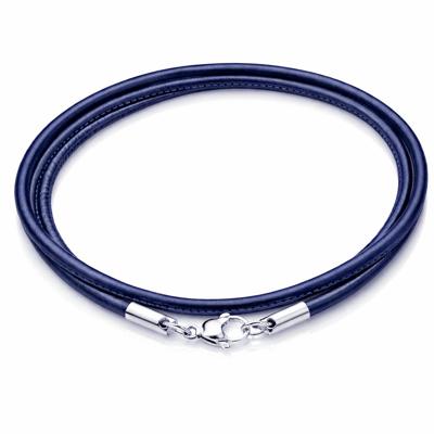 LGT Jewels leren koord ketting blauw 2mm-70cm