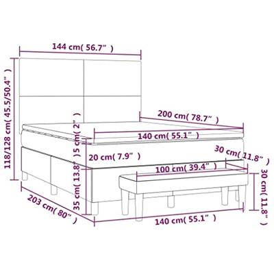 Boxspring met matras stof blauw 140x200 cm