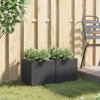 Plantenbakken 2 st 36x30x32 cm poly rattan zwart - thumbnail