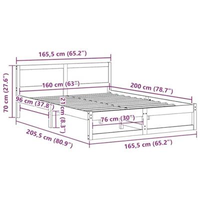 Bedframe Wasbruin 160 x 200 cm Massief grenenhout