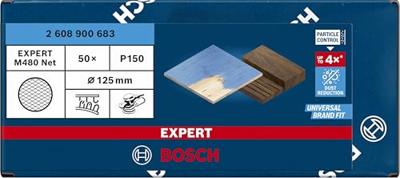 Bosch Accessoires Expert M480 schuurnet voor excenterschuurmachines 125 mm, K150 50-delig - 1 stuk(s) - 2608900683 Bosch Accessoires Expert M480 schuurnet voor excenterschuurmachines 125 mm, K150 50-delig - 1 stuk(s) - 2608900683