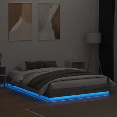 Bedframe met LED-verlichting grijs sonoma eikenkleur 150x200 cm