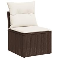 5-delige Loungeset met kussens poly rattan bruin - thumbnail