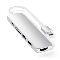SATECHI USB-C Hub Slank Multipoort Adapter V2 Met 60W USB-C PD, 4K HDMI (60Hz), Micro/SD Kaartlezers, USB 3.0 - Voor M2/ M1 Macbook Pro/Air, M2/ M1 iPad Pro/Air, M2 Mac Mini, iMac M1 (Zilver) - thumbnail