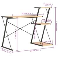 Bureau met schap 116x50x93 cm zwart en eikenkleurig - thumbnail