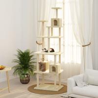 VidaXL Kattenmeubel met sisal krabpalen 188 cm crèmekleurig - thumbnail