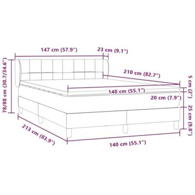 Boxspring met matras fluweel lichtgrijs 140x210 cm