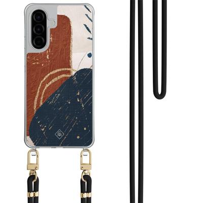 Samsung Galaxy A56 hoesje met zwart koord - Abstract terracotta