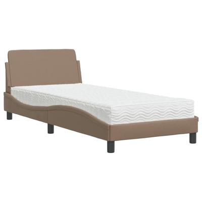 Bed met matras kunstleer cappuccinokleurig 80x200 cm - thumbnail