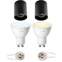 Philips Hue Opbouwspot Set GU10 - Mat Zwart - Kantelbaar - Ø90mm - White Ambiance Bluetooth - thumbnail