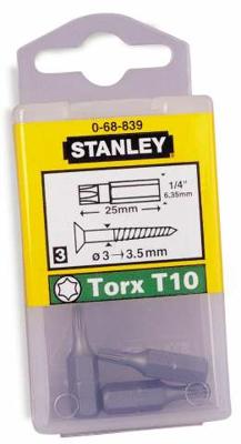 25 Torx T25 bits 1/4 inch 25 mm Stanley 1-68-843