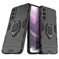 Lunso - Armor backcover hoes met ringhouder - Samsung Galaxy S22 Plus - Zwart - thumbnail