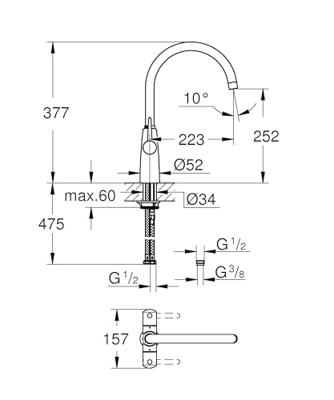 GROHE Ambi Keukenkraan - hoog - chroom 30189000 - thumbnail