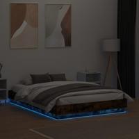 Bedframe met LED-verlichting gerookt eikenkleurig 120x190 cm - thumbnail
