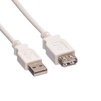 VALUE USB 2.0 kabel, type A-A, M/F, wit, 1,8 m - thumbnail
