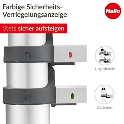 Hailo t80 aluminium telescoopladder 9 treden 94-264 cm - thumbnail