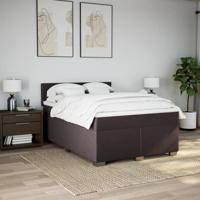 Boxspring met matras stof donkerbruin 160x200 cm - thumbnail