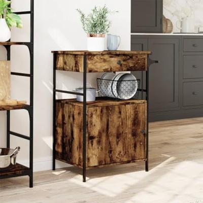 Keukentrolley 56x43x89,5 cm bewerkt hout gerookt eikenkleurig