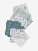 Set van 10 washandjes plantenprint/blauw/groen - thumbnail
