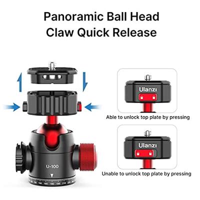 Ulanzi U-100 draaibare statiefkop met balhoofd en Cold Shoe-mount