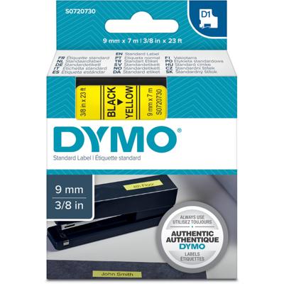 Dymo D1 tape 9 mm, zwart op geel